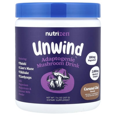 Nutricost Nutrizen™, Напиток с грибами-адаптогенами, Caramel Chai, 7.4 oz (207 g)