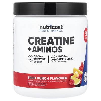 Performance, Creatine + Aminos, Fruit Punch, 13.8 oz (387 g)