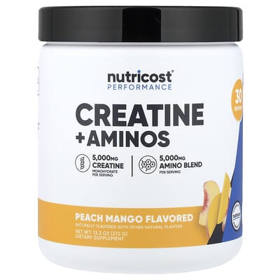 Креатин Nutricost Performance, + Aminos, Peach Mango, 13.3 oz (372 g)