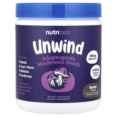 Напиток с грибами Nutrizen™ Unwind Adaptogenic Mushroom Drink, Mocha, 9 oz (252 g)