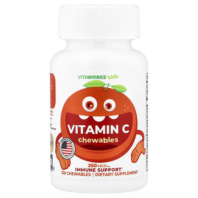 VitaWorks Kids' Vitamin C Chewables, Orange, 120 шт.
