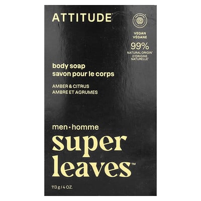 Гель для душа ATTITUDE Super Leaves™, Amber & Citrus, 4 oz (113 g)