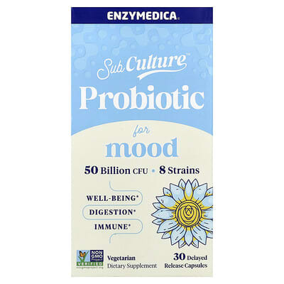 Пробиотик для настроения SubCulture™ Probiotic For Mood, 30 капсул с пролонгированным высвобождением