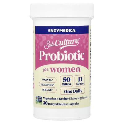 SubCulture™ Пробиотик для женщин, 50 Billion, 30 капсул с пролонгированным высвобождением