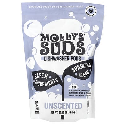 Капсулы для посудомоечной машины Molly's Suds, Unscented, 60 Pods, 29.63 oz (0.84 kg)
