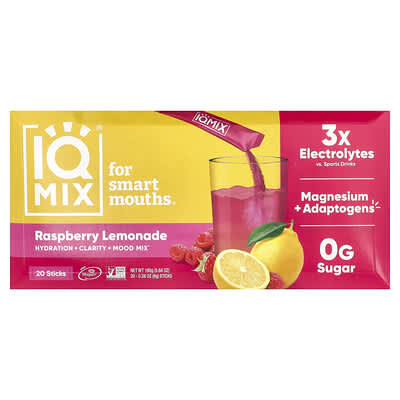 IQBAR IQMIX®, смесь для гидратации и настроения, Raspberry Lemonade, 20 стиков