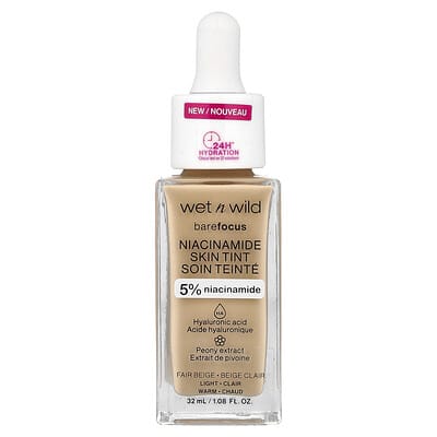 Тинт для кожи wet n wild Barefocus, ниацинамид, 1116089 Fair Beige, 1.08 fl oz (32 ml)
