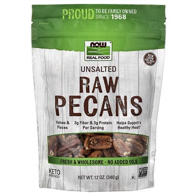 Real Food, сырые пеканы, несоленые, 12 oz (340 g)