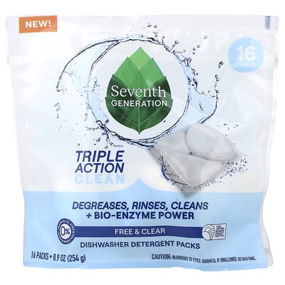Таблетки для посудомоечной машины Seventh Generation Free & Clear, 16 шт., 8.9 oz (254 g)