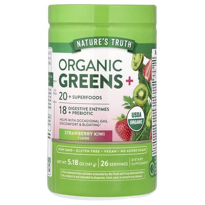 Organic Greens+, Strawberry Kiwi, 5.18 oz (147 g) суперфуд Nature's Truth