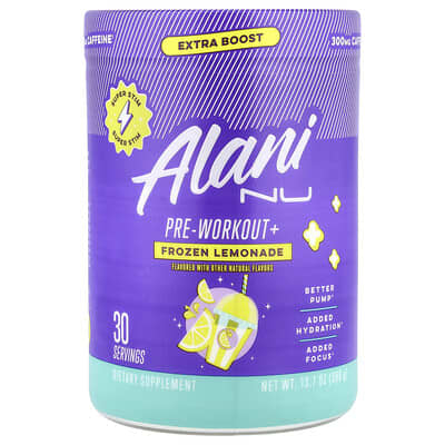Предтренировочный комплекс Alani Nu Pre-Workout+, Frozen Lemonade, 13.7 oz