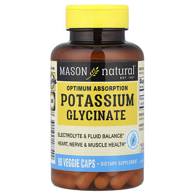 Mason Natural Калий Potassium Glycinate Optimum Absorption 90 Veggie Caps