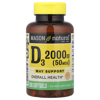 Vitamin D3, 50 mcg (2,000 IU), 300 Softgels