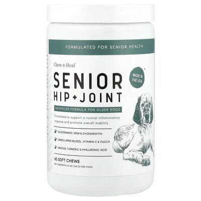 Для собак Chew + Heal Senior Hip + Joint, 60 Soft Chews, 4.6 oz (132 g)