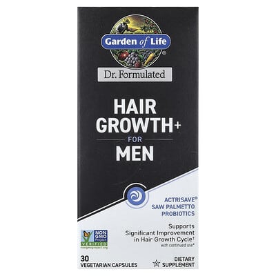 Hair Growth+ для мужчин, 30 вегетарианских капсул