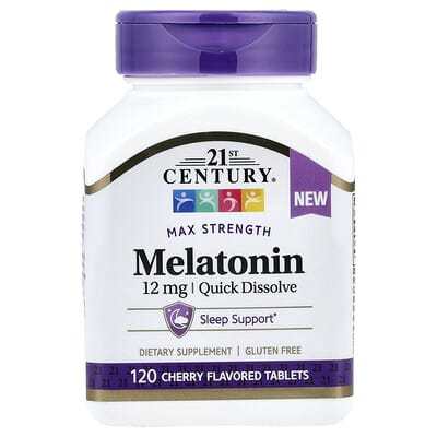Мелатонин 21st Century Max Strength, Cherry, 12 mg, 120 таблеток