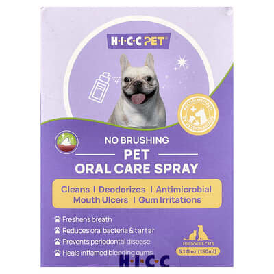 HICC Pet Спрей для ухода за полостью рта домашних животных, 5.1 fl oz (150 ml)