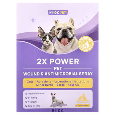 HICC Pet спрей 2X Power Pet Wound & Antimicrobial для собак и кошек 10 fl oz (296 ml)