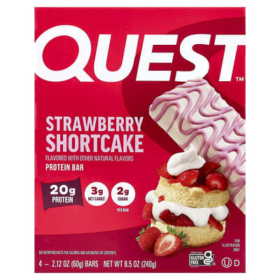 Протеиновый батончик, Strawberry Shortcake, 4 шт., по 2.12 oz (60 g) каждый