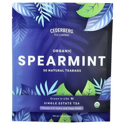 Single Estate Tea, Organic Spearmint, Caffeine Free, 30 Natural Teabags, 1.48 oz (42 g)