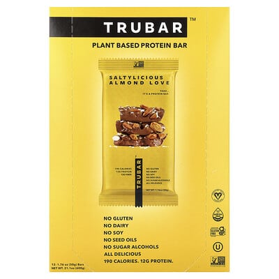 Trubar протеиновый батончик Plant Based, Saltylicious Almond Love, 12 шт, 1.76 oz (50 g)