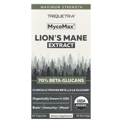MycoMax®, Lion's Mane Extract, Maximum Strength, 60 капсул (250 mg per Capsule)