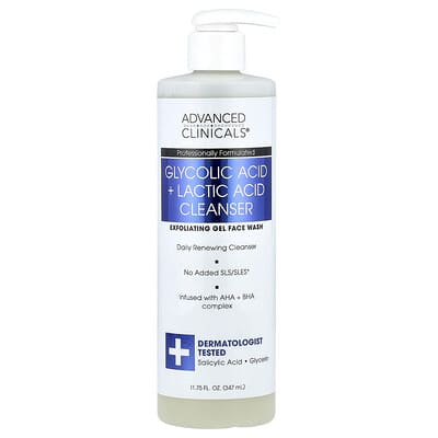 Advanced Clinicals очищающее средство с гликолевой и молочной кислотой 11.75 fl oz (347 ml)