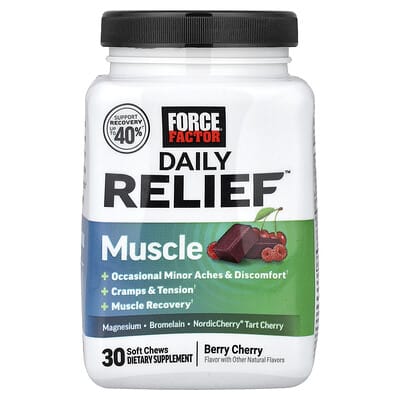 Force Factor Daily Relief Muscle, Berry Cherry, 30 мягких жевательных таблеток