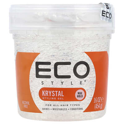 Гель для укладки Eco Style, сильная фиксация, для всех типов волос, Krystal, 16 oz (454 g)