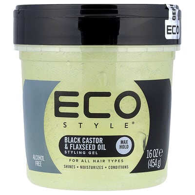 Styling Gel, Max Hold, All Hair Types, Black Castor & Flaxseed Oil, 16 oz (454 g)
