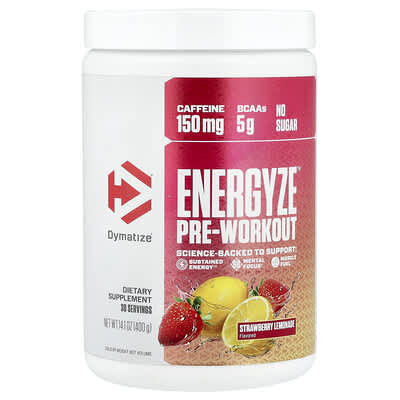 Dymatize Energyze™ предтренировочный комплекс, клубнично-лимонный, 14.1 oz (400 g)