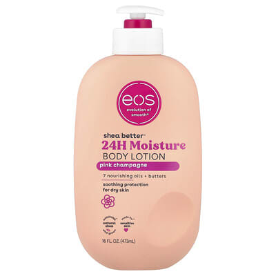 EOS Shea Better™ лосьон для тела с увлажнением 24 часа, Pink Champagne, 16 fl oz (473 ml)
