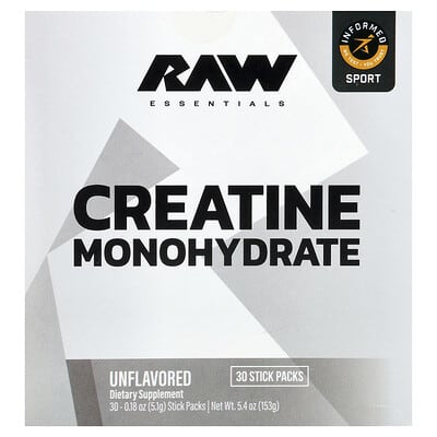 Essentials, креатин моногидрат, без вкуса, 30 стик-пакетов, 0.18 oz (5.1 g) каждый
