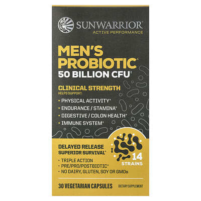 Мужской пробиотик Sunwarrior, 30 вегетарианских капсул