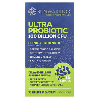 Sunwarrior Ультра пробиотик, 30 вегетарианских капсул