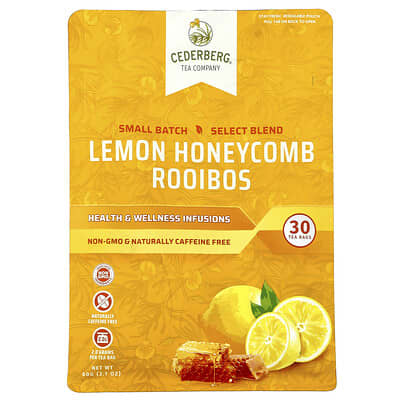 Ройбуш Lemon Honeycomb, без кофеина, 30 пакетиков, 2.1 oz (60 g)