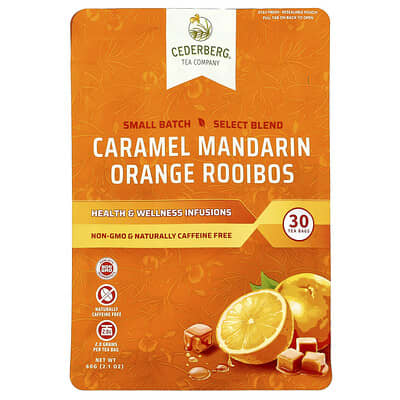 Ройбуш Карамельный мандарин, без кофеина, 30 чайных пакетиков, 2.1 oz (60 g)