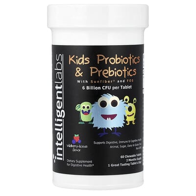 Пробиотики и пребиотики для детей Intelligent Labs, Wildberry-licious, 60 Chewable Tablets
