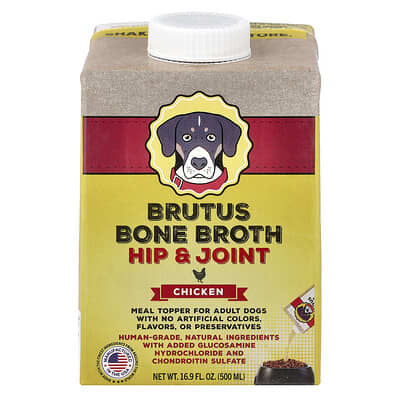 Brutus Bone Broth Для взрослых собак, Куриный, 16.9 fl oz (500 ml)