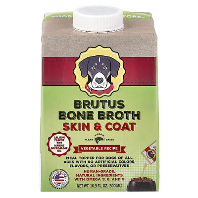 Brutus Bone Broth овощной рецепт для собак всех возрастов, лосось, 16.9 fl oz (500 ml)
