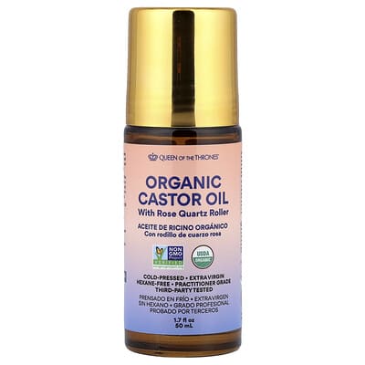 Масло касторовое Organic с роллером Rose Quartz, 1.7 fl oz (50 ml)