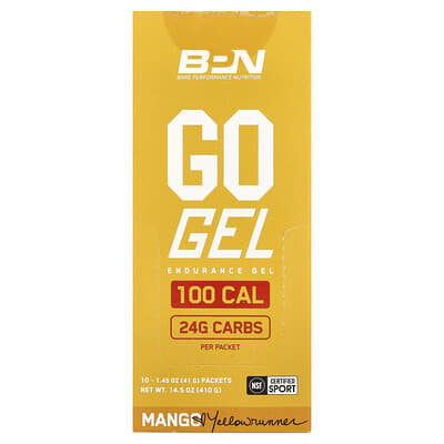Энергетический гель Go Gel, Mango, 10 пакетиков, 1.45 oz (41 g) каждый