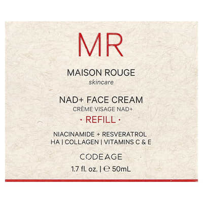 Codeage Maison Rouge Крем для лица NAD+, Рефил, 1.7 fl oz (50 ml)