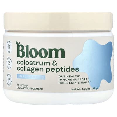 Коллаген и пептиды Bloom Colostrum & Collagen, Unflavored, 4.16 oz (118 g)