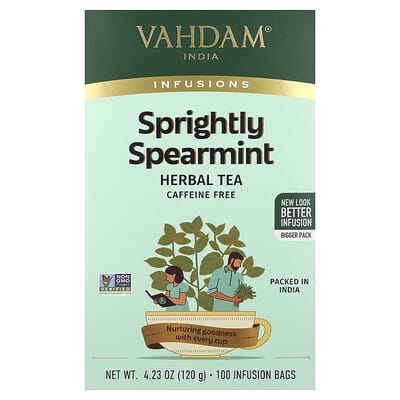 Infusions травяной чай Sprightly Spearmint без кофеина, 100 пакетиков, 4.23 oz (120 g)