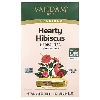 Травяной чай Infusions Hearty Hibiscus, без кофеина, 100 пакетиков, 6.35 oz (180 g)