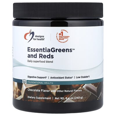 Designs For Health EssentiaGreens™ and Reds, шоколад, 8.4 oz (240 g)