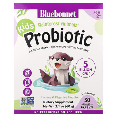 Детский пробиотик Bluebonnet Nutrition, без вкуса, 30 Stick Packs, 0.07 oz (2 g) Each