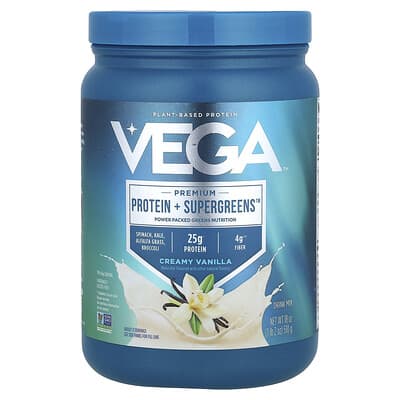 Premium, Protein + Supergreens™, Creamy Vanilla, 1 lb 2 oz (510 g)