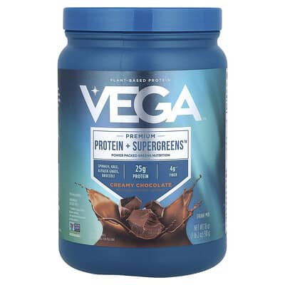 Premium, Protein + Supergreens™, Creamy Chocolate, 1 lb 2 oz (510 g)